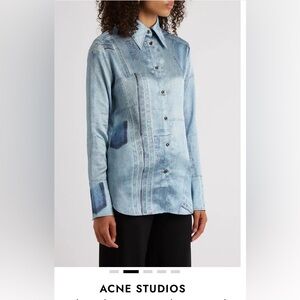 ACNE STUDIOS Satinka Blue Printed Satin Shirt-worn once.